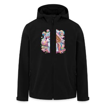 Unicorn and sweets in front of gingerbread house - Men’s Recycled Softshell Jacket by Stanley/Stella - black - Front - AI Model Male 185 light (185cm)