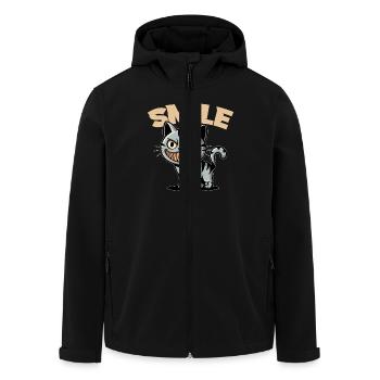 Lächeln Katze Grinsen Comic Stil Smile - Recycelte Männer Softshell-Jacke von Stanley/Stella - Schwarz - Vorne - AI Model Male 185 light (185cm)