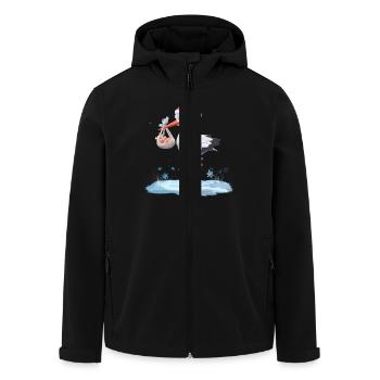 Weihnachtsstorch Mit Baby Geburt Weihnachtsfreude - Recycelte Männer Softshell-Jacke von Stanley/Stella - Schwarz - Vorne - AI Model Male 185 light (185cm)
