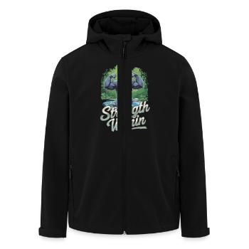 Power Within You: Discover the Strength of the Gorilla In - Men’s Recycled Softshell Jacket by Stanley/Stella - black - Front - AI Model Male 185 light (185cm)