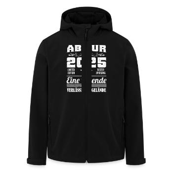 ABITUR 2025 EINE LEGENDE VERLÄSST DAS GELÄNDE - Recycelte Männer Softshell-Jacke von Stanley/Stella - Schwarz - Vorne - AI Model Male 185 light (185cm)