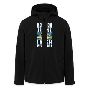 Rafting Abenteuer: Halte Dich Fest, Lache Noch - Recycelte Männer Softshell-Jacke von Stanley/Stella - Schwarz - Vorne - AI Model Male 185 light (185cm)