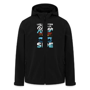 Life is better on the river with rafting - Men’s Recycled Softshell Jacket by Stanley/Stella - black - Front - AI Model Male 185 light (185cm)
