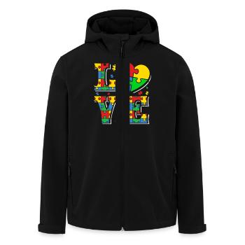 Autism Autistic Love - Men’s Recycled Softshell Jacket by Stanley/Stella - black - Front - AI Model Male 185 light (185cm)