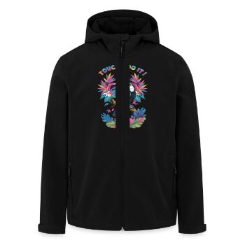 Toucan you can do it! Tropical colours - Men’s Recycled Softshell Jacket by Stanley/Stella - black - Front - AI Model Male 185 light (185cm)