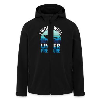 Plongée Plongée sous-marine Funny Scuba Diver - Veste softshell homme en polyester recyclé Stanley/Stella - noir - Devant - AI Model Male 185 light (185cm)