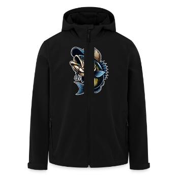 Fishing Fish With Cap Fish Hook - Men’s Recycled Softshell Jacket by Stanley/Stella - black - Front - AI Model Male 185 light (185cm)