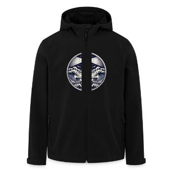 Lighthouse - Men’s Recycled Softshell Jacket by Stanley/Stella - black - Front - AI Model Male 185 light (185cm)