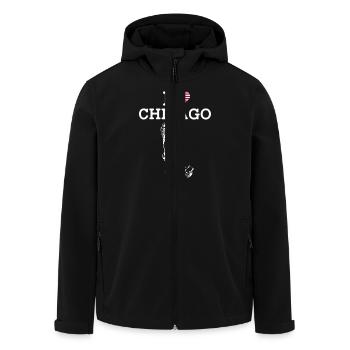 I Love Chicago USA Flag Statue Of Liberty Heart - Men’s Recycled Softshell Jacket by Stanley/Stella - black - Front - AI Model Male 185 light (185cm)