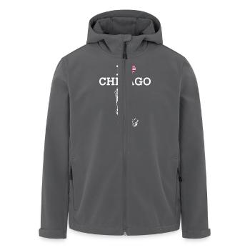 J’aime Chicago USA Drapeau Statue De La Liberté Coeur - Veste softshell homme en polyester recyclé Stanley/Stella - charbon - Devant - AI Model Male 185 light (185cm)