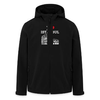 I Love Istanbul Cool Heart Flag Europe Turkey Pun - Men’s Recycled Softshell Jacket by Stanley/Stella - black - Front - AI Model Male 185 light (185cm)
