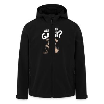 Was Ist Mit Gassi? Lustiger Hund Fragt Nach - Recycelte Männer Softshell-Jacke von Stanley/Stella - Schwarz - Vorne - AI Model Male 185 light (185cm)