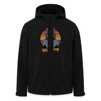 Wolfgang, Der Coole Wolf Im Hoodie Mit - Recycelte Männer Softshell-Jacke von Stanley/Stella - Schwarz - Vorne - AI Model Male 185 light (185cm)