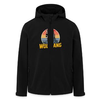 Wolfgang Wolf Retro Stil mit Sonnenbrille - Recycelte Männer Softshell-Jacke von Stanley/Stella - Schwarz - Vorne - AI Model Male 185 light (185cm)