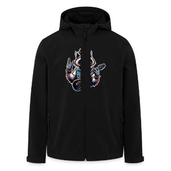 Waschbär Rock and Roll Gitarrist E Gitarre - Recycelte Männer Softshell-Jacke von Stanley/Stella - Schwarz - Vorne - AI Model Male 185 light (185cm)