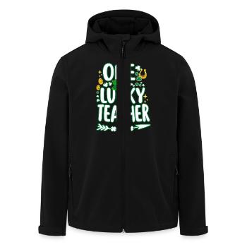 One Lucky Teacher St Patricks Day Teacher - Men’s Recycled Softshell Jacket by Stanley/Stella - black - Front - AI Model Male 185 light (185cm)
