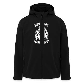 Papa, mein Held – Feuerwehrmann - Recycelte Männer Softshell-Jacke von Stanley/Stella - Schwarz - Vorne - AI Model Male 185 light (185cm)