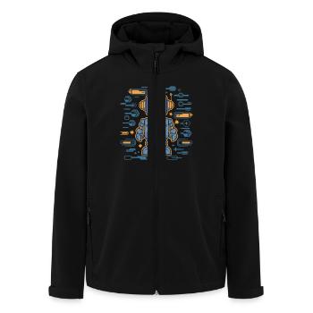 Fröhlicher Roboter Mit Zahnrädern Und - Recycelte Männer Softshell-Jacke von Stanley/Stella - Schwarz - Vorne - AI Model Male 185 light (185cm)