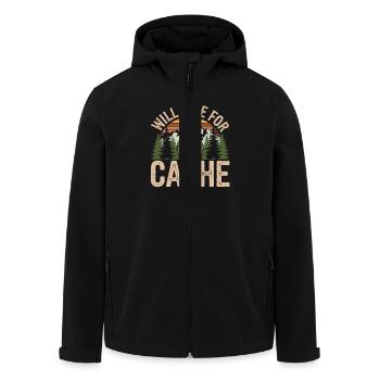I Hike For Cache Adventure Compass - Men’s Recycled Softshell Jacket by Stanley/Stella - black - Front - AI Model Male 185 light (185cm)