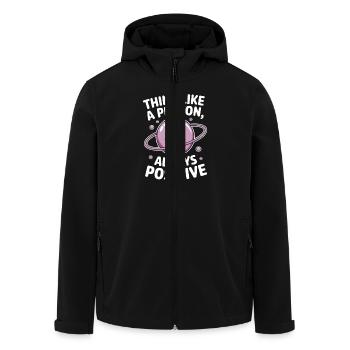 Penser comme un proton – toujours positif - Veste softshell homme en polyester recyclé Stanley/Stella - noir - Devant - AI Model Male 185 light (185cm)