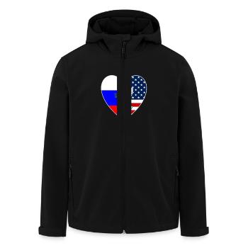 USA Russia Flag Heart Dove of Peace Ukraine - Men’s Recycled Softshell Jacket by Stanley/Stella - black - Front - AI Model Male 185 light (185cm)