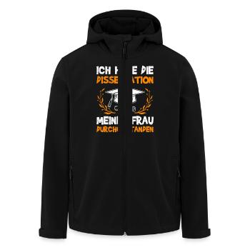 Ehemann DIE DISSERTATION MEINER FRAU Lustig - Recycelte Männer Softshell-Jacke von Stanley/Stella - Schwarz - Vorne - AI Model Male 185 light (185cm)