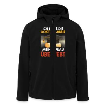HABE DOKTORARBEIT MEINER FRAU ÜBERSTANDEN Lustig - Recycelte Männer Softshell-Jacke von Stanley/Stella - Schwarz - Vorne - AI Model Male 185 light (185cm)