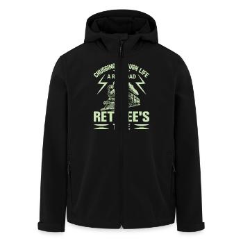 Eisenbahn Zugführer Rente Rentner Zug - Recycelte Männer Softshell-Jacke von Stanley/Stella - Schwarz - Vorne - AI Model Male 185 light (185cm)