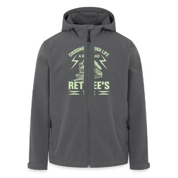 Eisenbahn Zugführer Rente Rentner Zug - Recycelte Männer Softshell-Jacke von Stanley/Stella - Anthrazit - Vorne - AI Model Male 185 light (185cm)