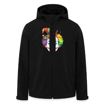 Funny clown with rainbow hair and magic - Men’s Recycled Softshell Jacket by Stanley/Stella - black - Front - AI Model Male 185 light (185cm)
