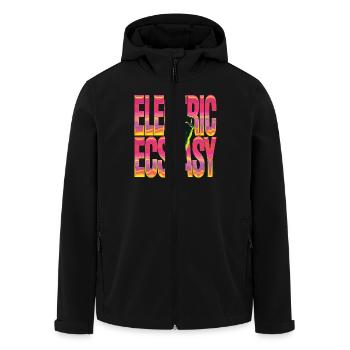 Electric Ecstasy Tanzende Silhouette in Lebhaften - Recycelte Männer Softshell-Jacke von Stanley/Stella - Schwarz - Vorne - AI Model Male 185 light (185cm)