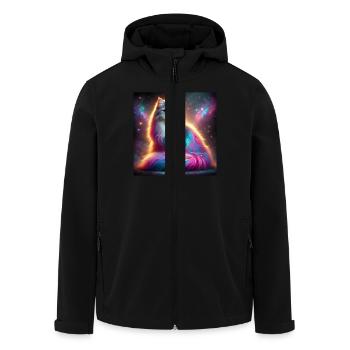 Chat magique de la galaxie avec fourrure arc-en-ciel - Veste softshell homme en polyester recyclé Stanley/Stella - noir - Devant - AI Model Male 185 light (185cm)