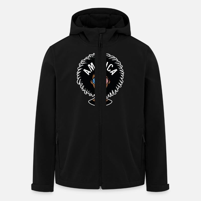 America Afro - Men’s Recycled Softshell Jacket by Stanley/Stella - black