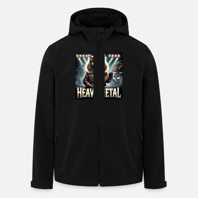 Heavy Metal Cat with Guitar - Men’s Recycled Softshell Jacket by Stanley/Stella - black
