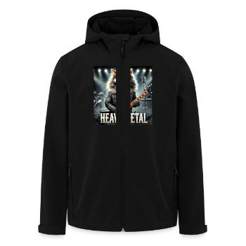 Heavy Metal Cat with Guitar - Men’s Recycled Softshell Jacket by Stanley/Stella - black - Front - AI Model Male 185 light (185cm)