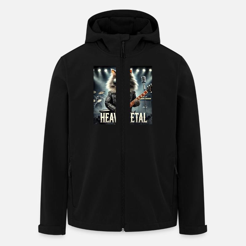 Chat Heavy Metal avec Guitare - Veste softshell homme en polyester recyclé Stanley/Stella - noir