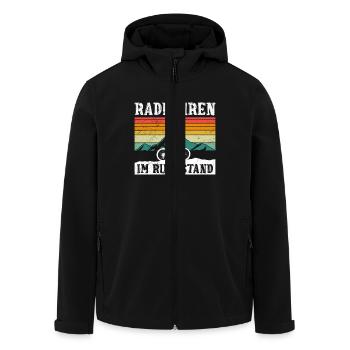 RADFAHREN IM RUHESTAND Radfahrer Lustiges - Recycelte Männer Softshell-Jacke von Stanley/Stella - Schwarz - Vorne - AI Model Male 185 light (185cm)