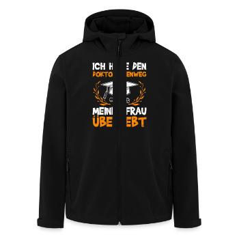 Doktor Lustig HABE DOKTORANDENWEG MEINER FRAU - Recycelte Männer Softshell-Jacke von Stanley/Stella - Schwarz - Vorne - AI Model Male 185 light (185cm)