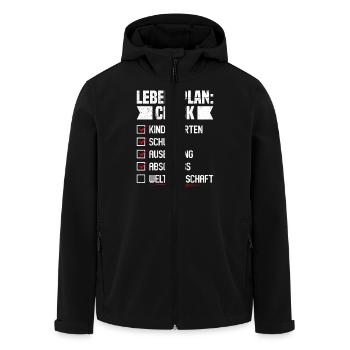 Abitur LEBENSPLAN CHECK WELTHERRSCHAFT Lustiges - Recycelte Männer Softshell-Jacke von Stanley/Stella - Schwarz - Vorne - AI Model Male 185 light (185cm)