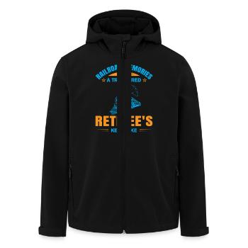 Eisenbahn Zugführer Rente Rentner Zug - Recycelte Männer Softshell-Jacke von Stanley/Stella - Schwarz - Vorne - AI Model Male 185 light (185cm)