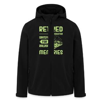 Eisenbahn Zugführer Rente Rentner Zug - Recycelte Männer Softshell-Jacke von Stanley/Stella - Schwarz - Vorne - AI Model Male 185 light (185cm)