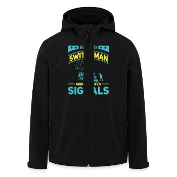 Eisenbahn Zugführer Rente Rentner Zug - Recycelte Männer Softshell-Jacke von Stanley/Stella - Schwarz - Vorne - AI Model Male 185 light (185cm)
