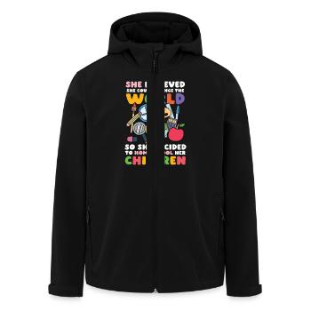 Elle croyait qu’elle pouvait changer le monde, alors - Veste softshell homme en polyester recyclé Stanley/Stella - noir - Devant - AI Model Male 185 light (185cm)