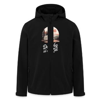 Der Weg ist das Ziel - Recycelte Männer Softshell-Jacke von Stanley/Stella - Schwarz - Vorne - AI Model Male 185 light (185cm)