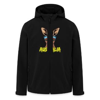 Cooles Känguru mit Sonnenbrille Australien Motiv - Recycelte Männer Softshell-Jacke von Stanley/Stella - Schwarz - Vorne - AI Model Male 185 light (185cm)