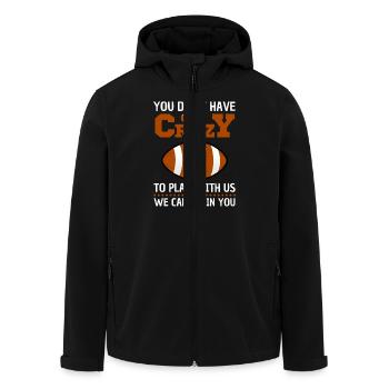 Funny Football Sayings Design - Men’s Recycled Softshell Jacket by Stanley/Stella - black - Front - AI Model Male 185 light (185cm)