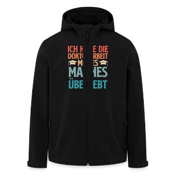 Doktortitel DOKTORARBEIT MEINES MANNES ÜBERLEBT - Recycelte Männer Softshell-Jacke von Stanley/Stella - Schwarz - Vorne - AI Model Male 185 light (185cm)
