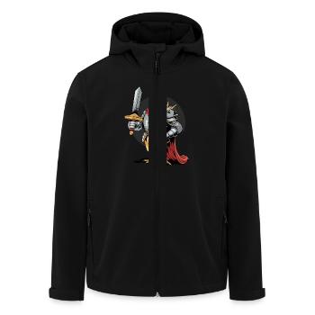 Tapferer Hahn-Ritter in mittelalterlicher Rüstung - Recycelte Männer Softshell-Jacke von Stanley/Stella - Schwarz - Vorne - AI Model Male 185 light (185cm)
