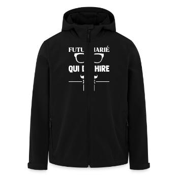 Futur Marié qui Déchire EVG Enterrement Vie Garçon - Veste softshell homme en polyester recyclé Stanley/Stella - noir - Devant - AI Model Male 185 light (185cm)
