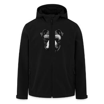 Bulldog Hund Kopf Porträt Cool - Recycelte Männer Softshell-Jacke von Stanley/Stella - Schwarz - Vorne - AI Model Male 185 light (185cm)